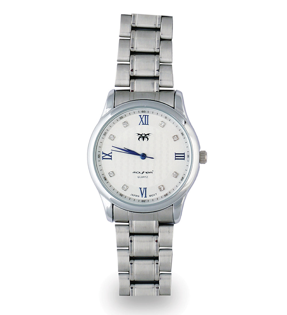 Mayhem Analog Watch - For Men / Silver Chain / White Dial (MAY-W-012 )