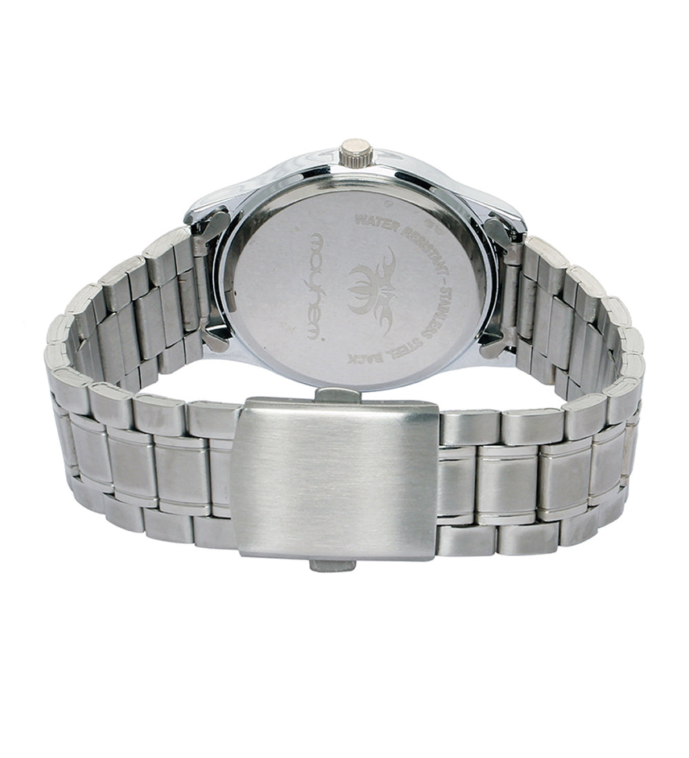 Mayhem Analog Watch - For Men / Silver Chain / White Dial (MAY-W-012 )