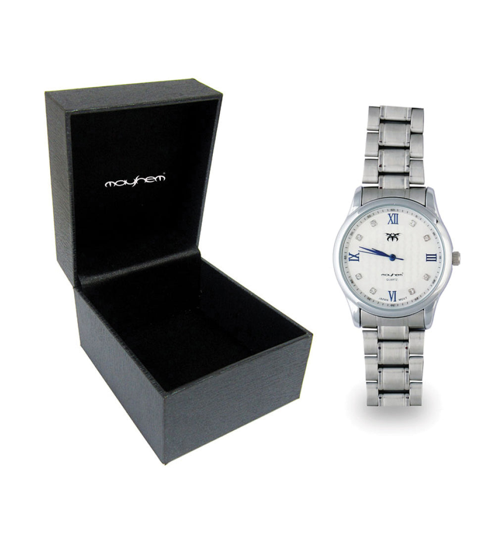 Mayhem Analog Watch - For Men / Silver Chain / White Dial (MAY-W-012 )