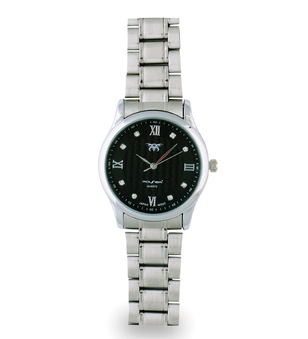 Mayhem Analog Watch - For Men / Silver Chain / Black Dial (MAY-W-013 )