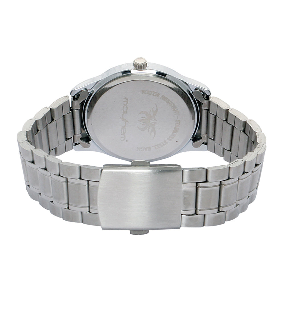 Mayhem Analog Watch - For Men / Silver Chain / Black Dial (MAY-W-013 )