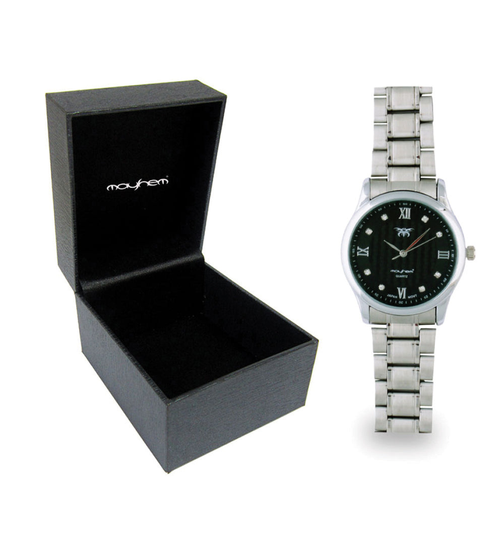 Mayhem Analog Watch - For Men / Silver Chain / Black Dial (MAY-W-013 )