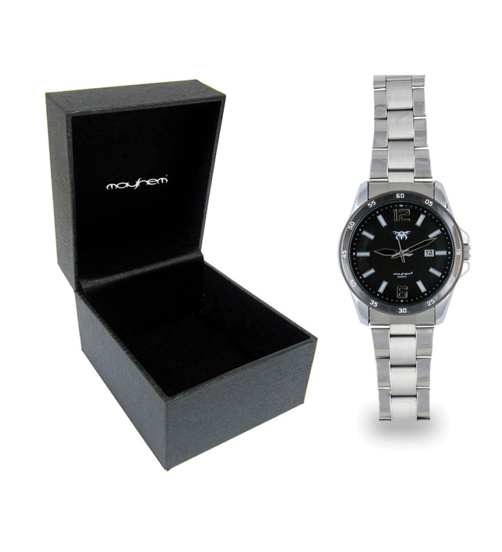 Mayhem Analog Watch - For Men / Silver Chain / Black Dial (MAY-W-015 )