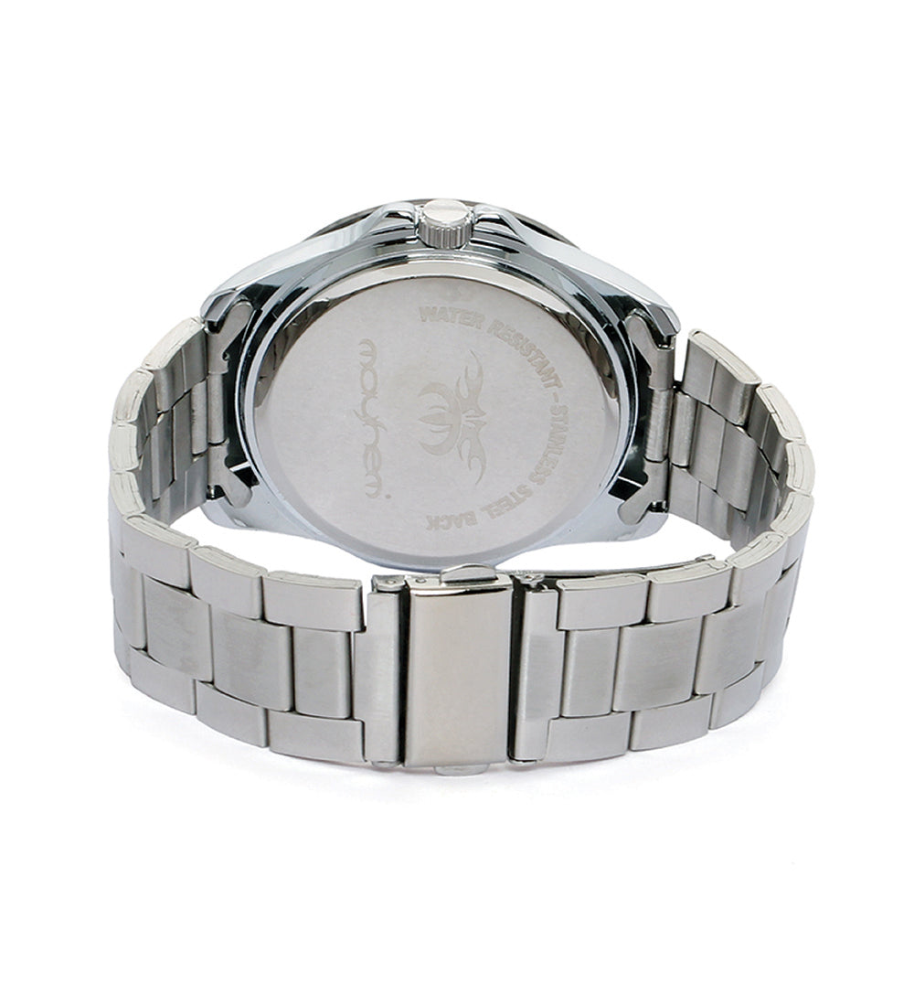 Mayhem Analog Watch - For Men / Silver Chain / Black Dial (MAY-W-016 )