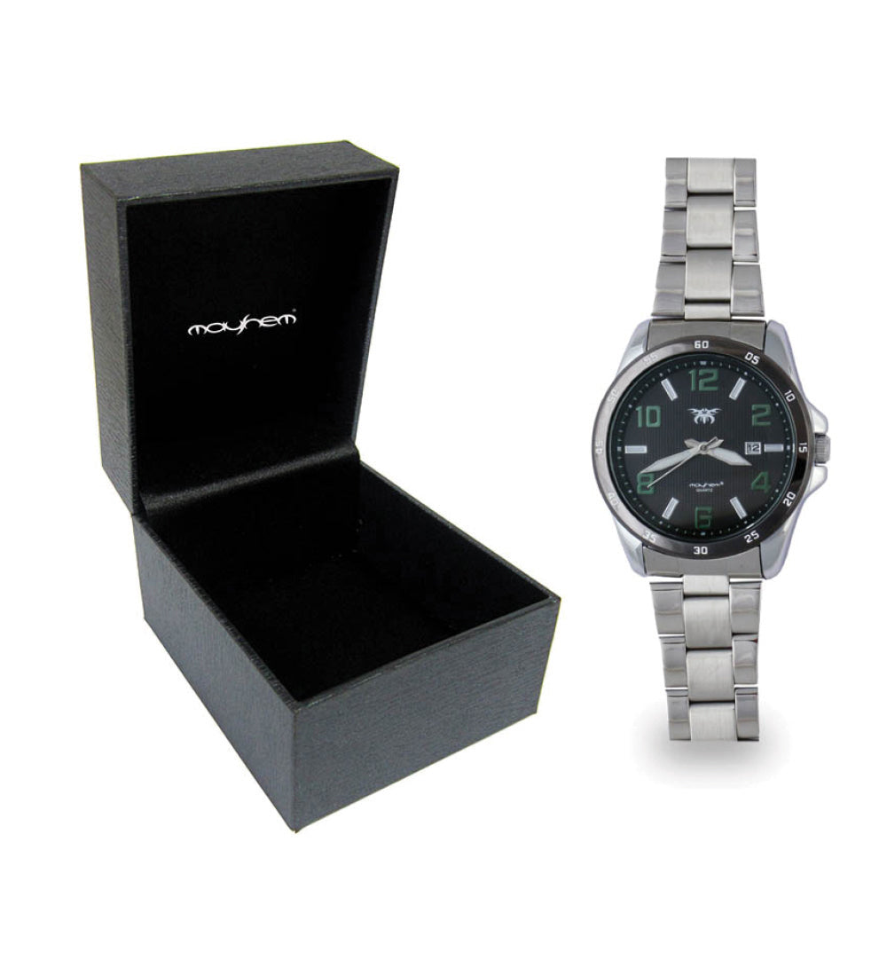 Mayhem Analog Watch - For Men / Silver Chain / Black Dial (MAY-W-016 )