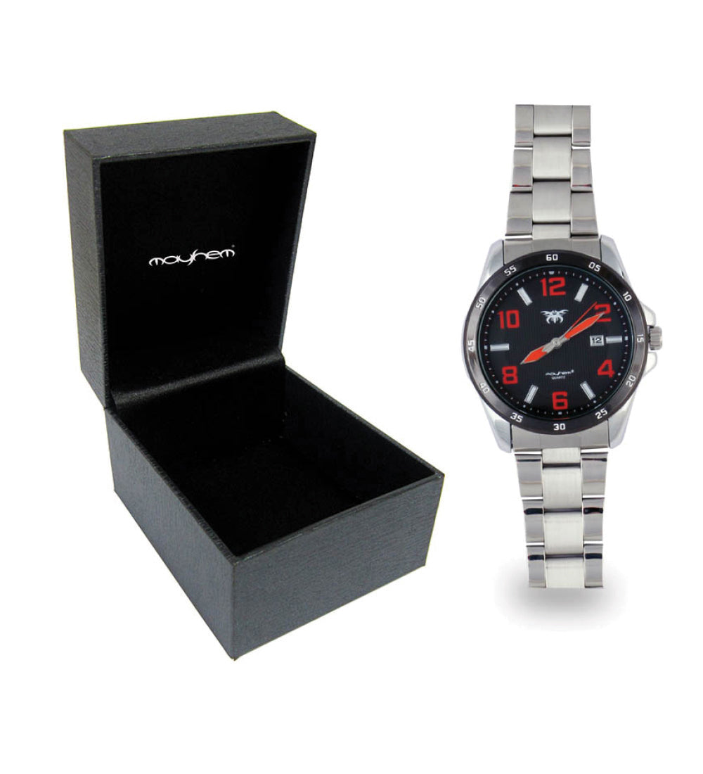Mayhem Analog Watch - For Men /Silver Chain / Black Dial (MAY-W-017 )