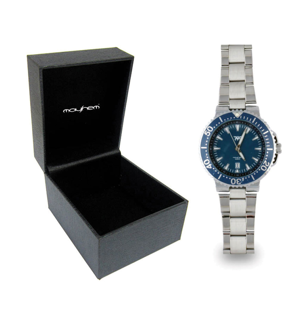 Mayhem Analog Watch - For Men / Silver Chain / Blue Dial (MAY-W-018 )