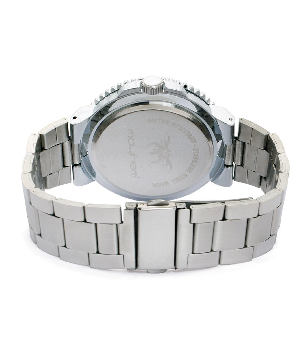 Mayhem Analog Watch - For Men / Silver Chain / Black Dial (MAY-W-019 )