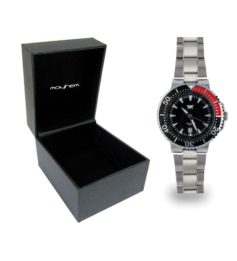Mayhem Analog Watch - For Men / Silver Chain / Black Dial (MAY-W-019 )