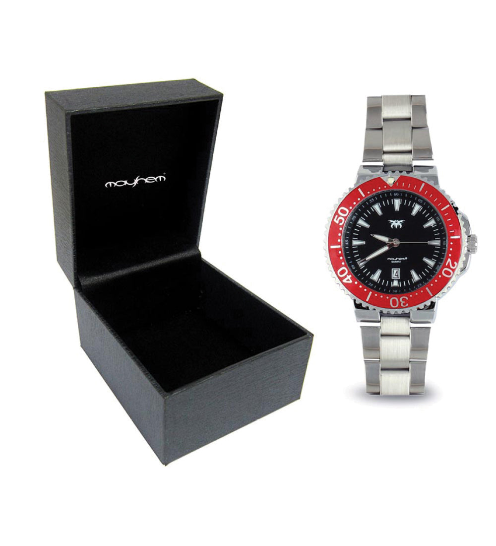 Mayhem Analog Watch - For Men / Silver Chain / Black Dial (MAY-W-020 )