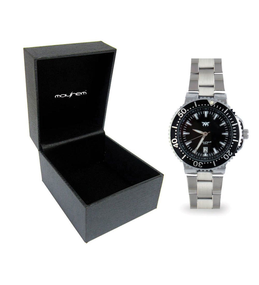 Mayhem Analog Watch - For Men / Silver Chain / Black Dial (MAY-W-021 )