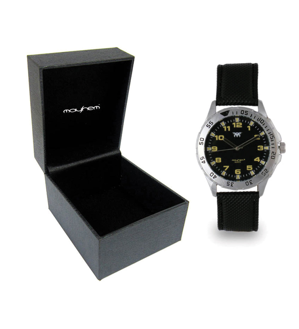 Mayhem Analog Watch - For Men / Black Strap / Black Dial (MAY-W-022)