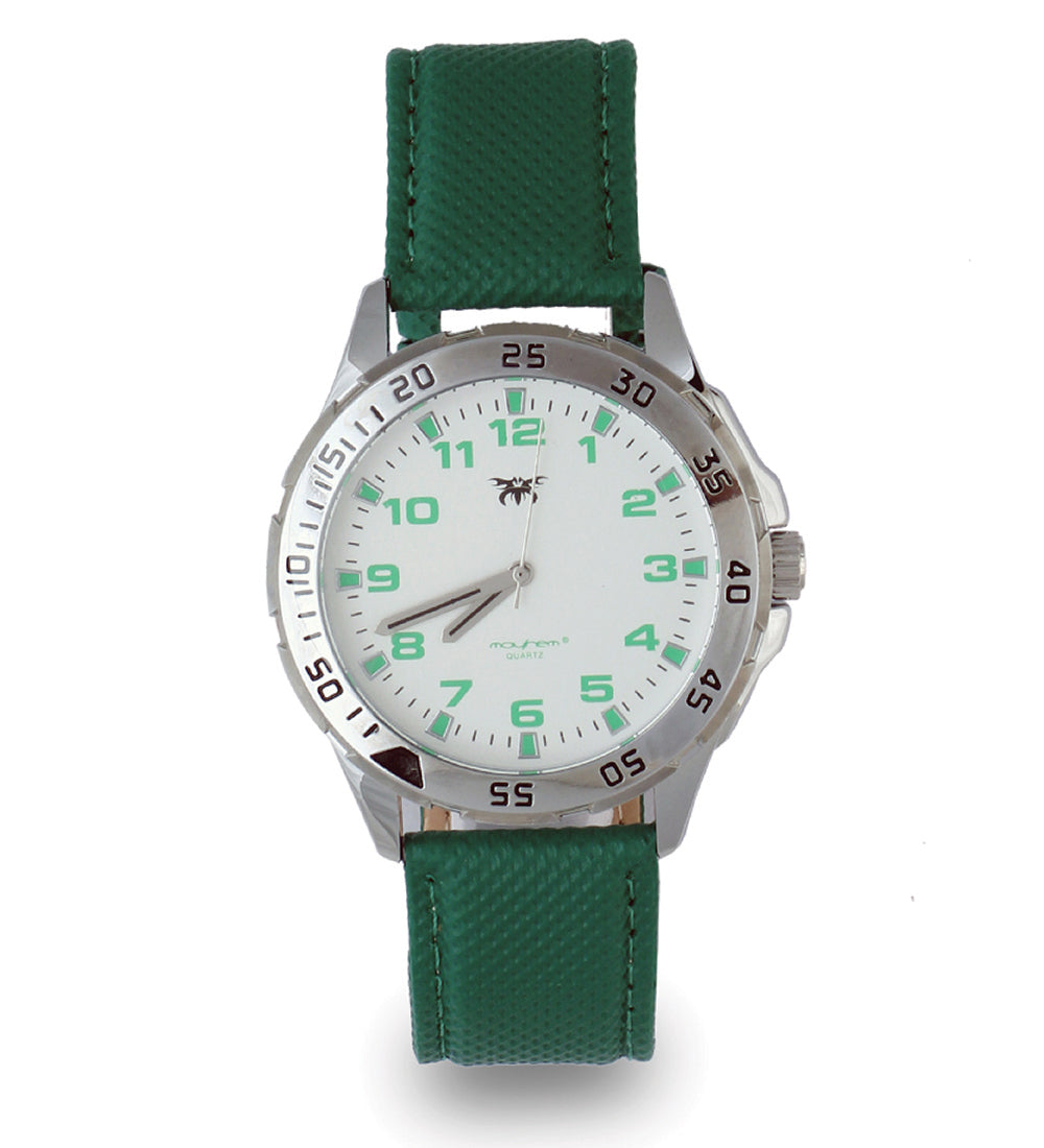Mayhem Analog Watch - For Men / Green Strap / White Dial (MAY-W-023)