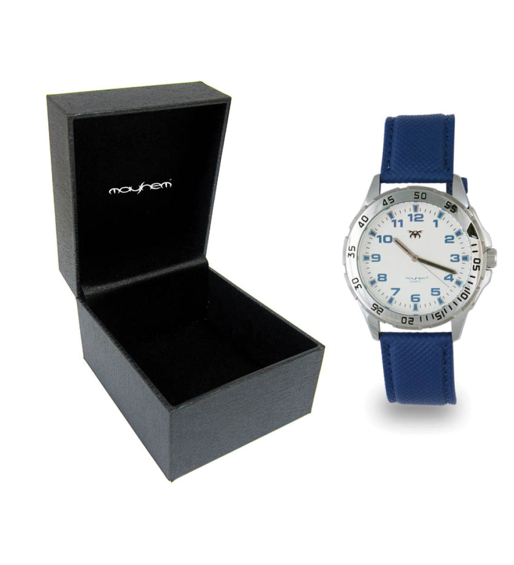 Mayhem Analog Watch - For Men / Blue Strap / White Dial (MAY-W-024)