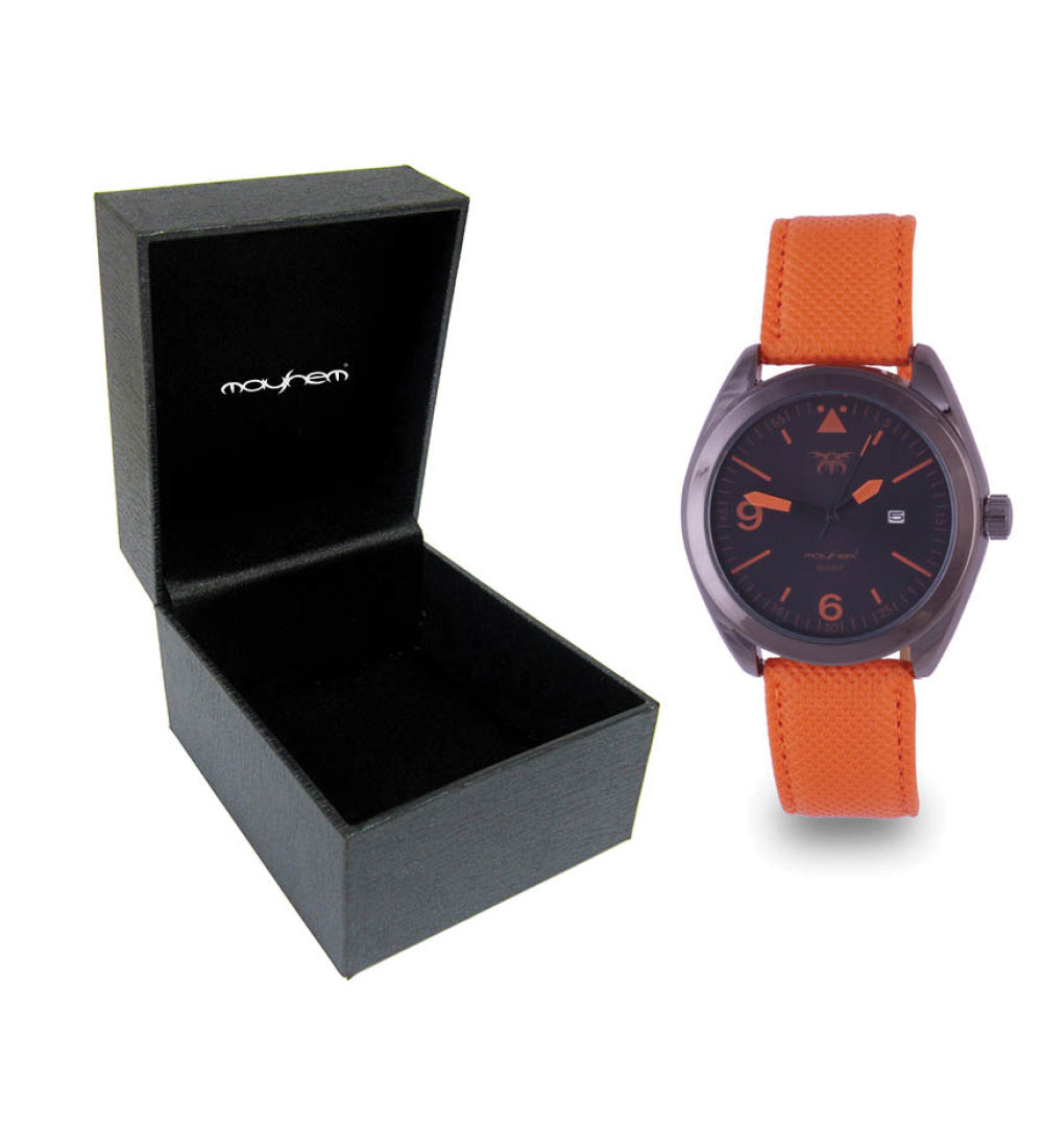 Mayhem Analog Watch - For Men / Orange Strap / Black Dial (MAY-W-028)
