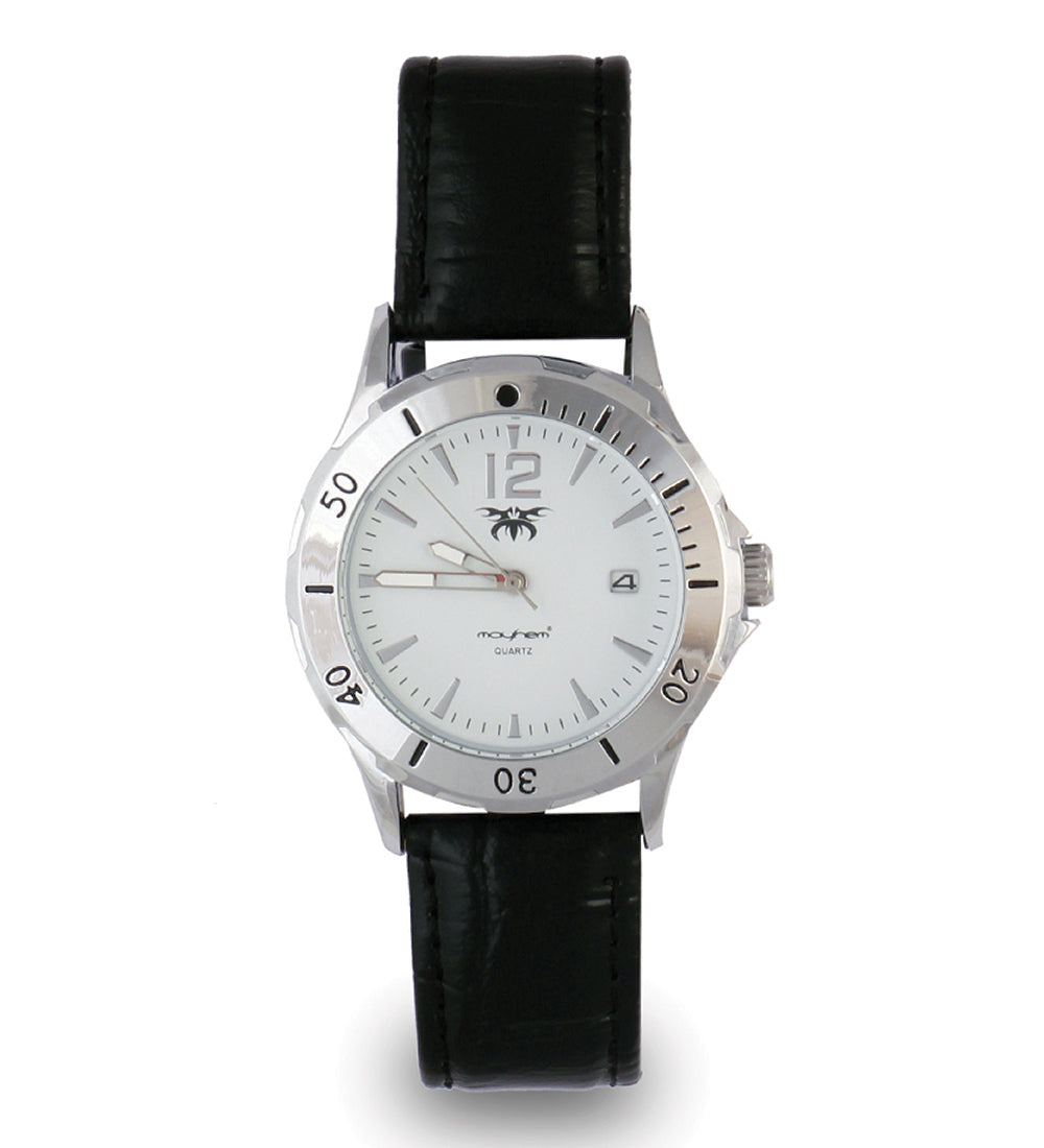 Mayhem Analog Watch - For Men / Black Strap / White Dial (MAY-W-033)