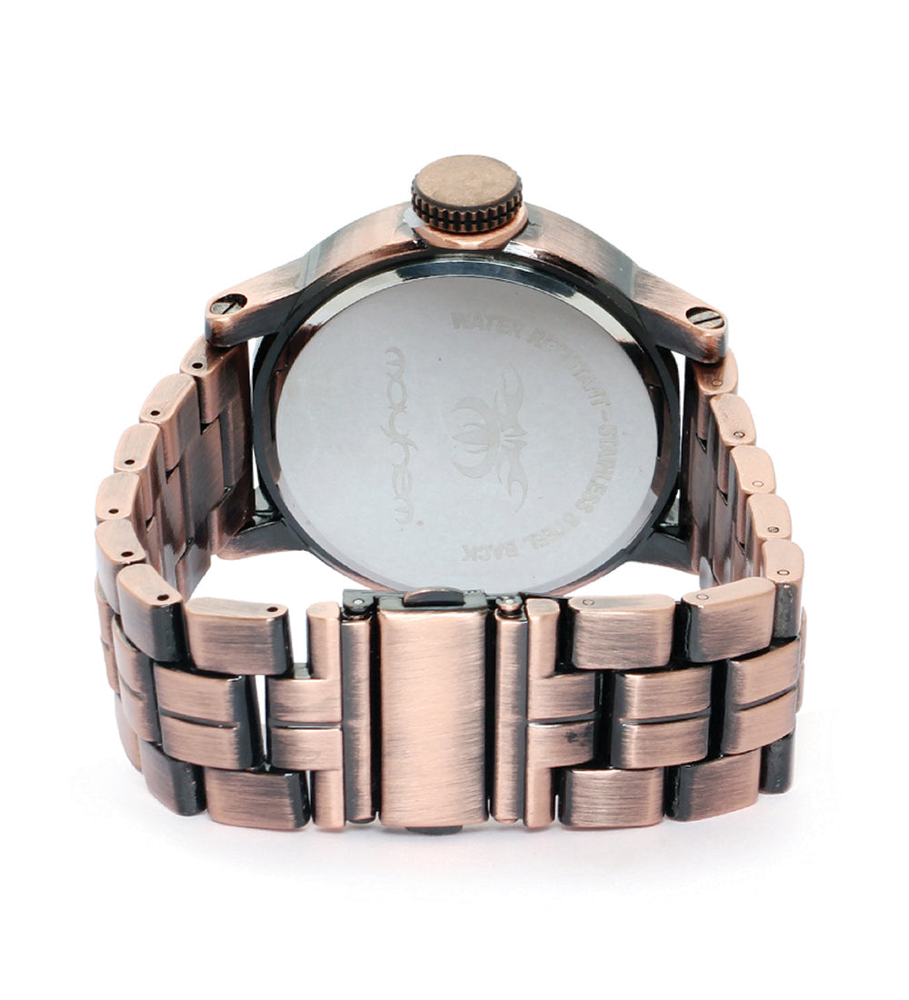 Mayhem Analog Watch - For Men / Copper Chain / Black Dial (MAY-W-035 )