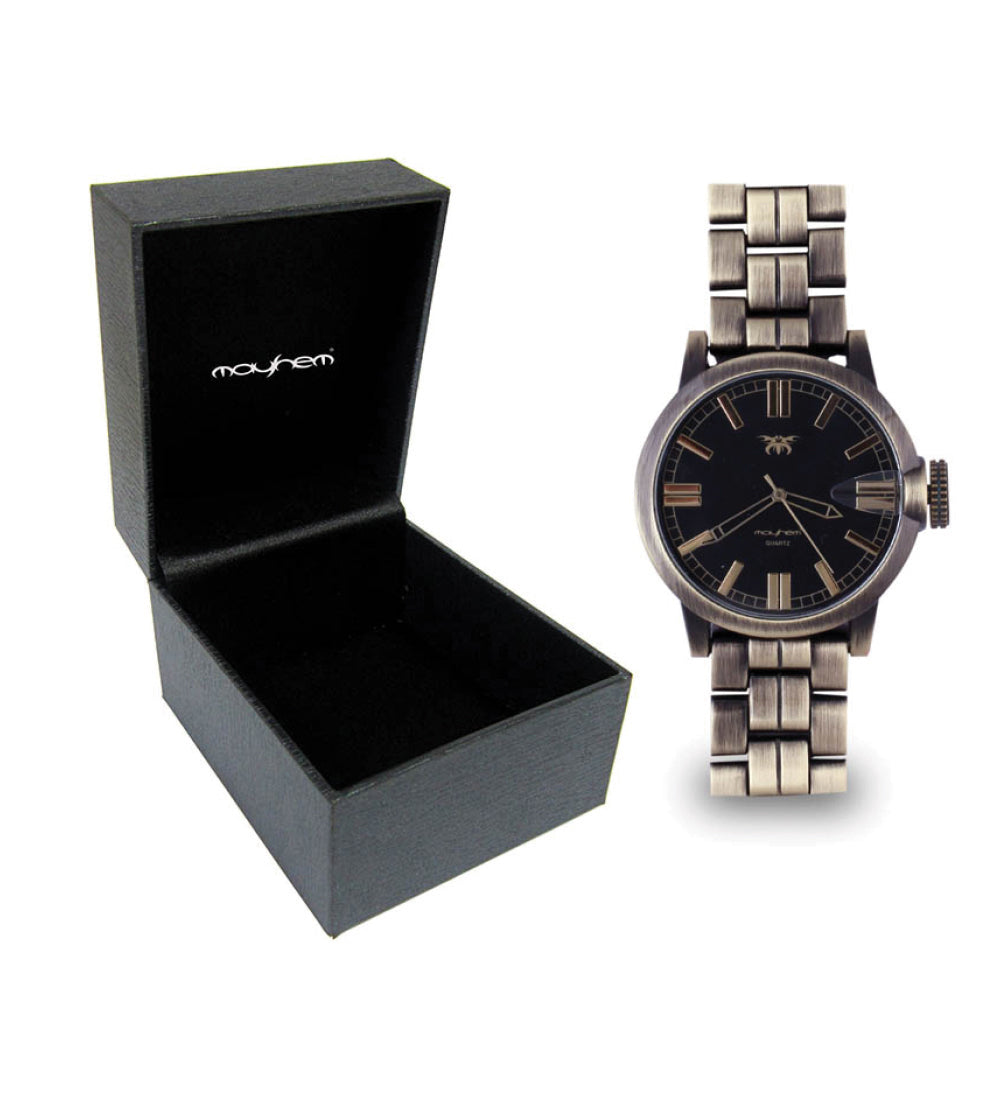 Mayhem Analog Watch - For Men / Bronze Chain / Black Dial (MAY-W-036 )