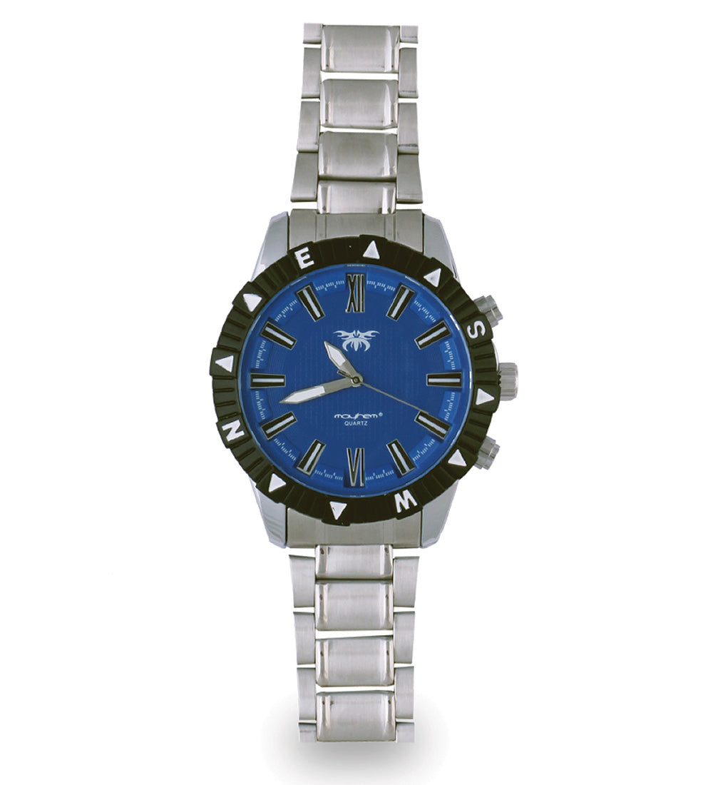 Mayhem Analog Watch - For Men / Silver Chain / Blue Dial (MAY-W-039 )