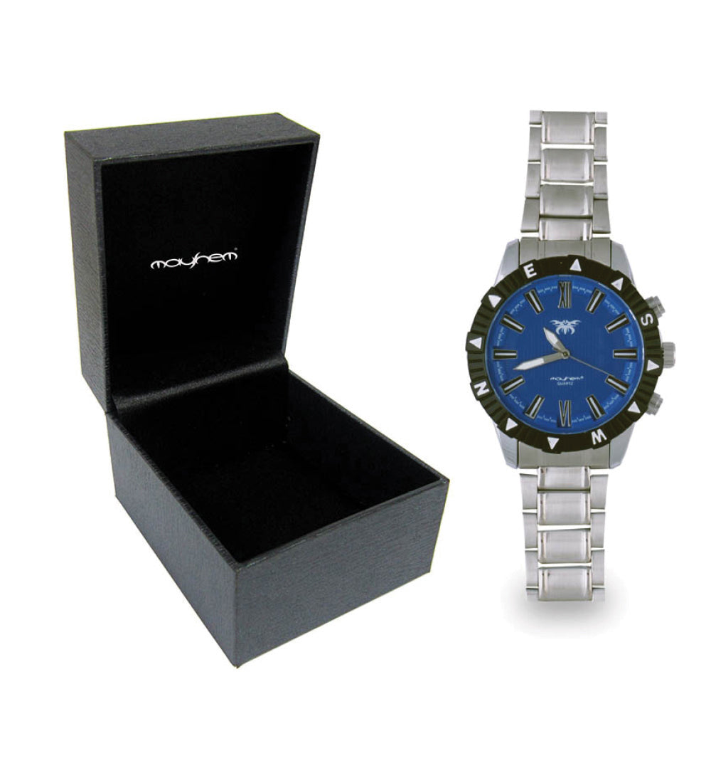 Mayhem Analog Watch - For Men / Silver Chain / Blue Dial (MAY-W-039 )