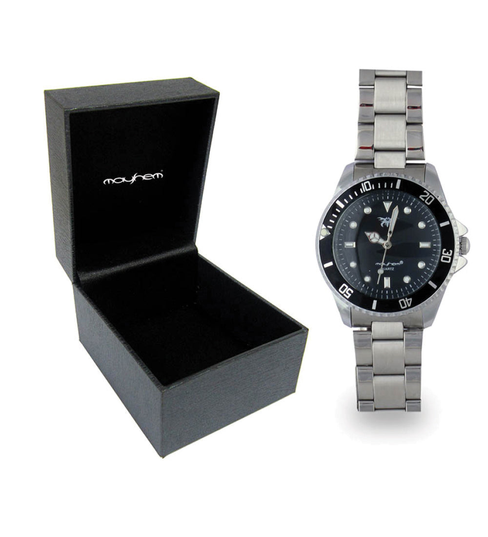 Mayhem Analog Watch - For Men / Grey Chain / Black Dial (MAY-W-041 )