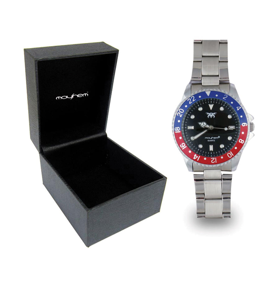 Mayhem Analog Watch - For Men / Silver Chain / Black Dial (MAY-W-042 )