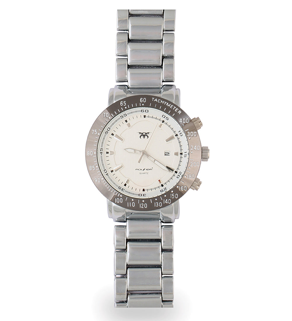 Mayhem Analog Watch - For Men / Silver Chain / White Dial (MAY-W-045 )