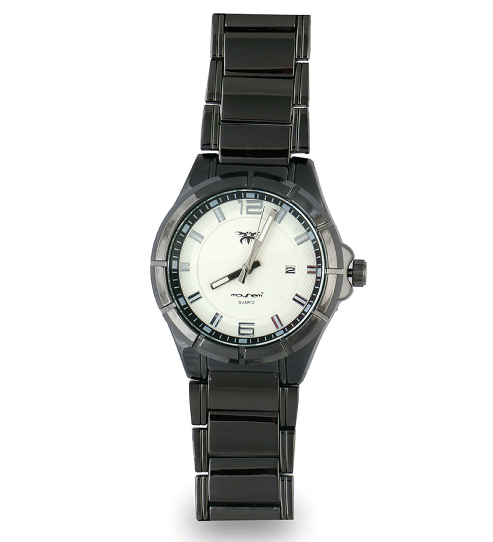 Mayhem Analog Watch - For Men / Black Chain / White Dial (MAY-W-046 )