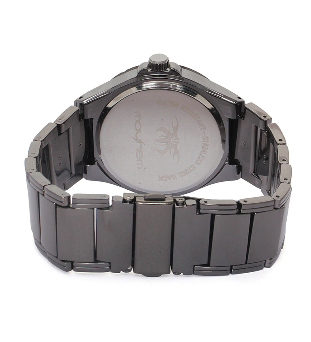 Mayhem Analog Watch - For Men / Black Chain / White Dial (MAY-W-046 )