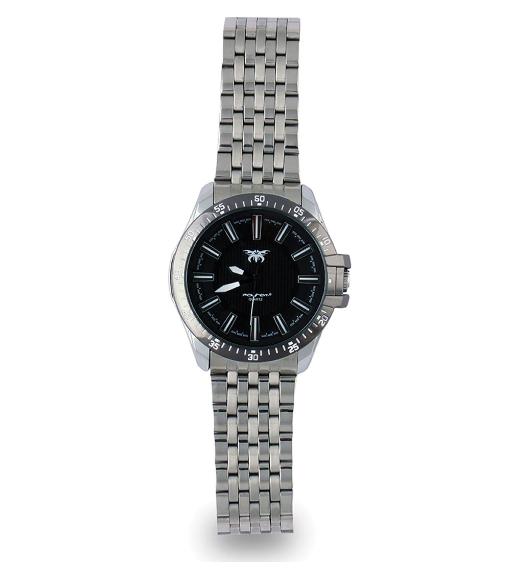 Mayhem Analog Watch - For Men / Silver Chain / Black Dial (MAY-W-050 )