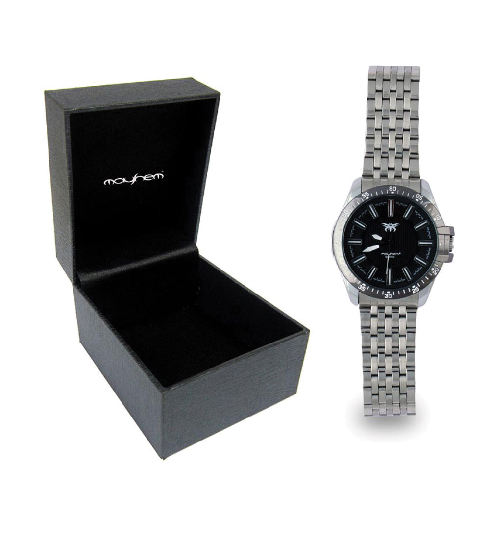 Mayhem Analog Watch - For Men / Silver Chain / Black Dial (MAY-W-050 )