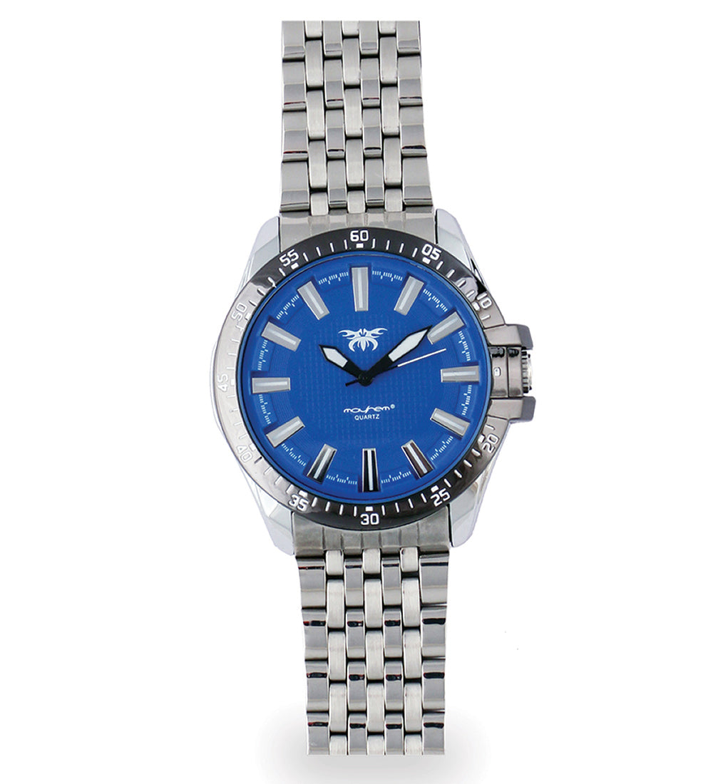 Mayhem Analog Watch - For Men / Silver Chain / Blue Dial (MAY-W-052 )