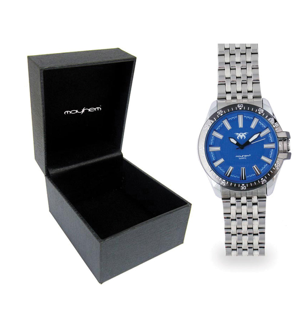 Mayhem Analog Watch - For Men / Silver Chain / Blue Dial (MAY-W-052 )