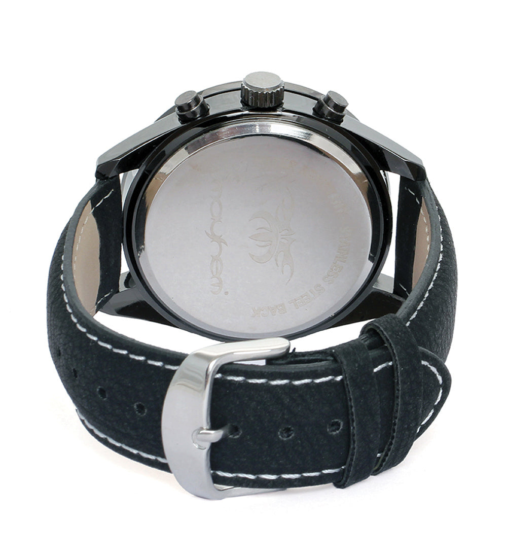 Mayhem Analog Watch - For Men / Black Strap / White Dial (MAY-W-053)