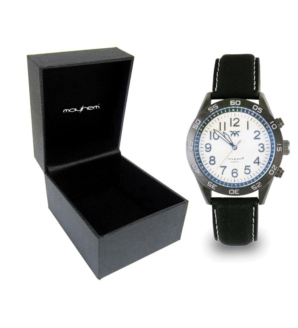 Mayhem Analog Watch - For Men / Black Strap / White Dial (MAY-W-053)