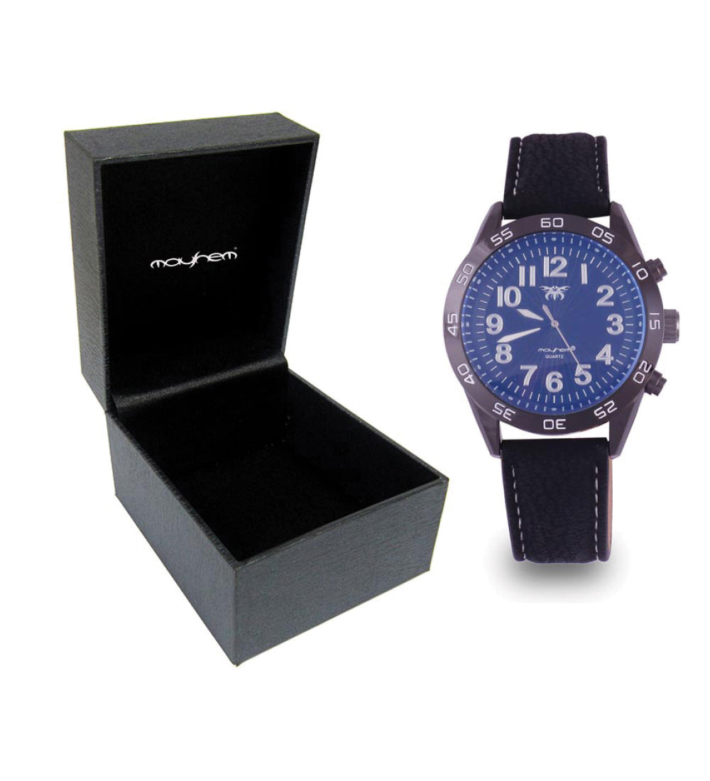 Mayhem Analog Watch - For Men / Black Strap / Blue Dial (MAY-W-054)