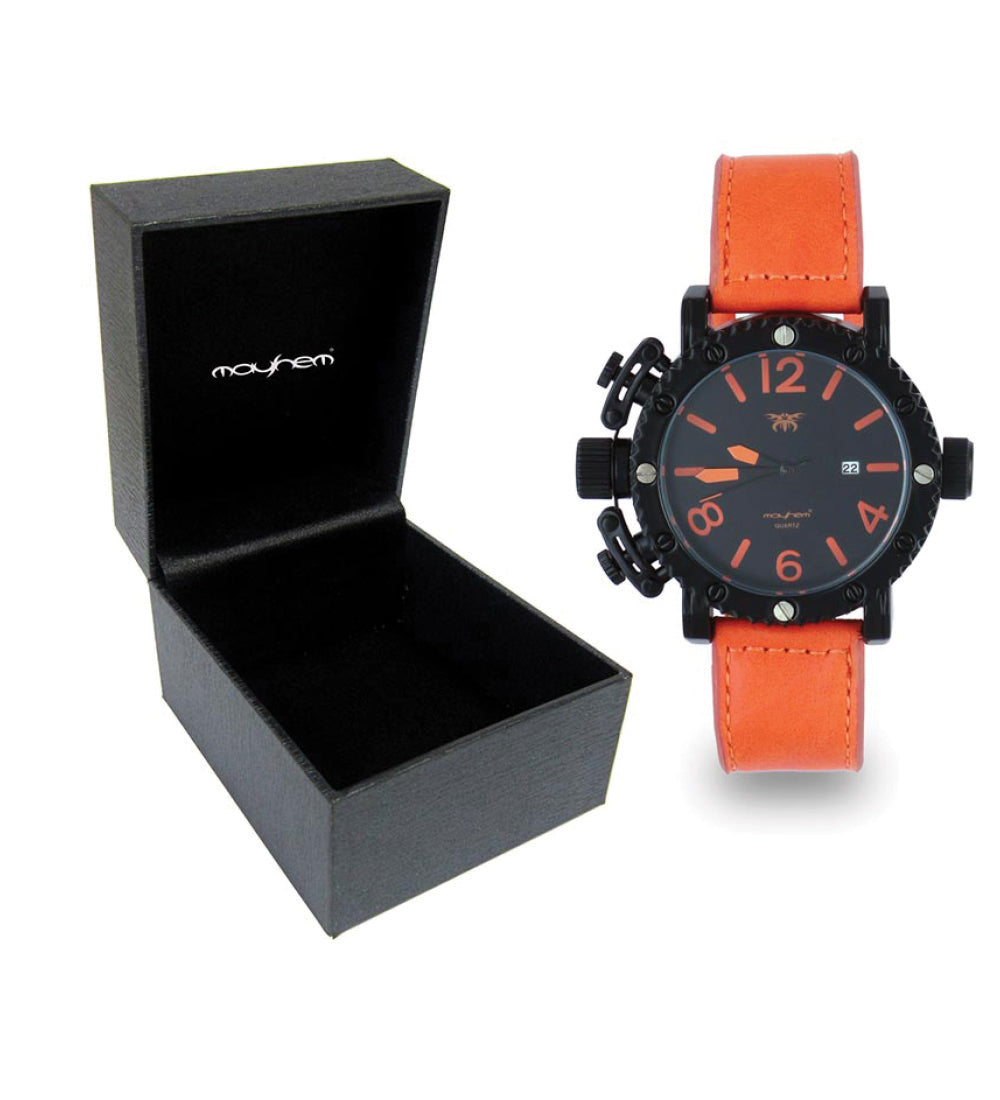 Mayhem Analog Watch - For Men / Orange Strap / Black Dial (MAY-W-055)