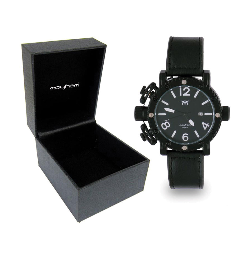 Mayhem Analog Watch - For Men / Black Strap / Black Dial (MAY-W-056)