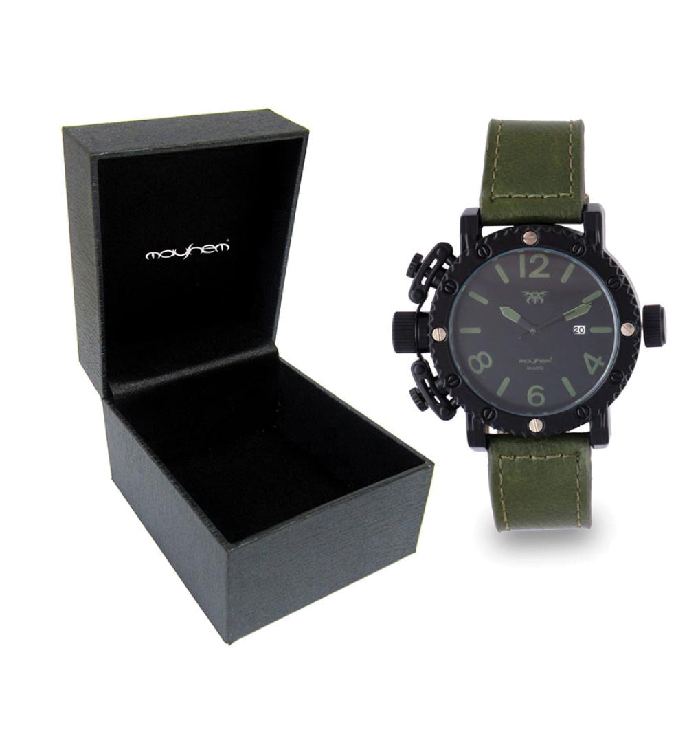 Mayhem Analog Watch - For Men / Green Strap / Black Dial (MAY-W-057)