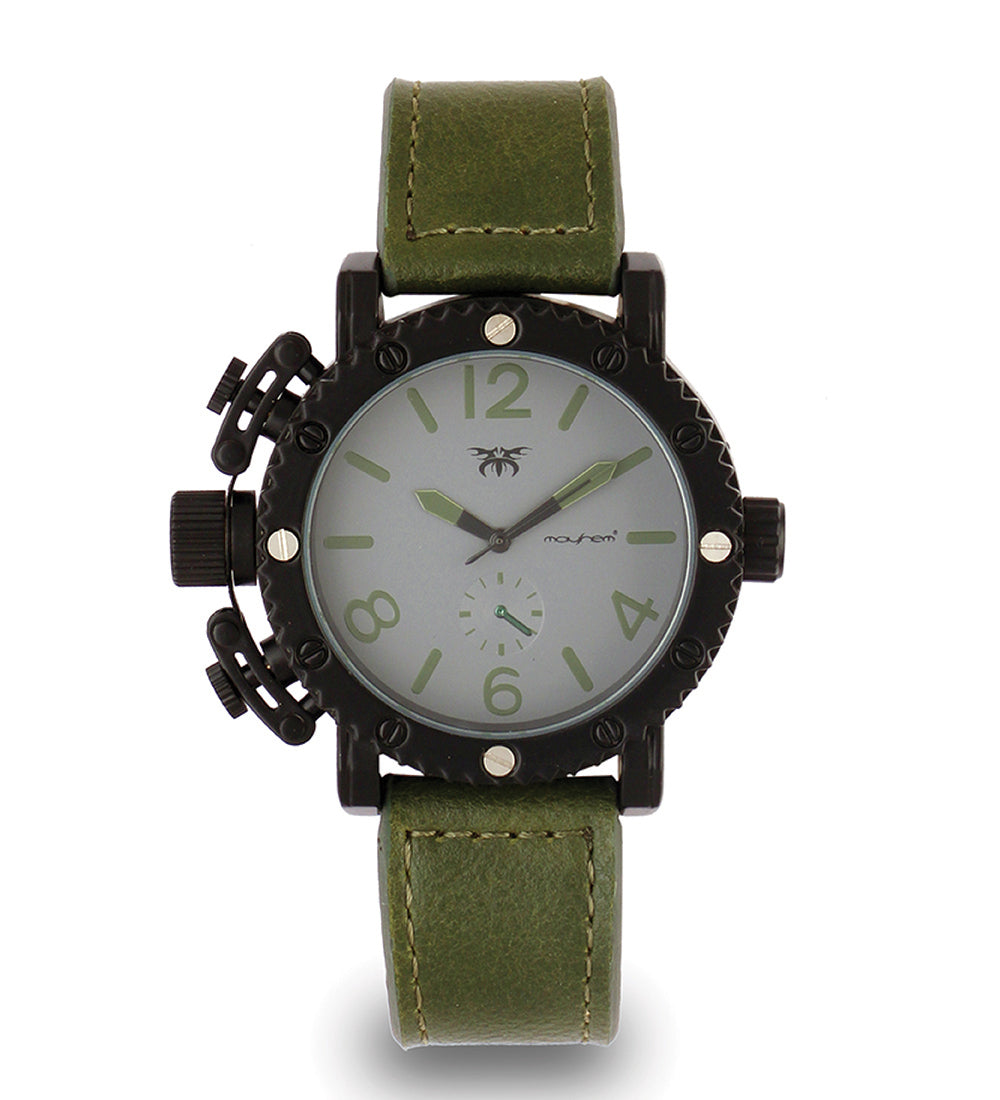 Mayhem Analog Watch - For Men / Green Strap / Grey Dial (MAY-W-058)