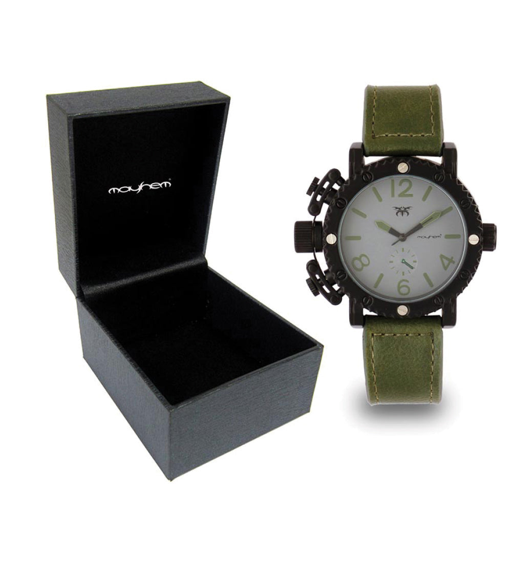 Mayhem Analog Watch - For Men / Green Strap / Grey Dial (MAY-W-058)