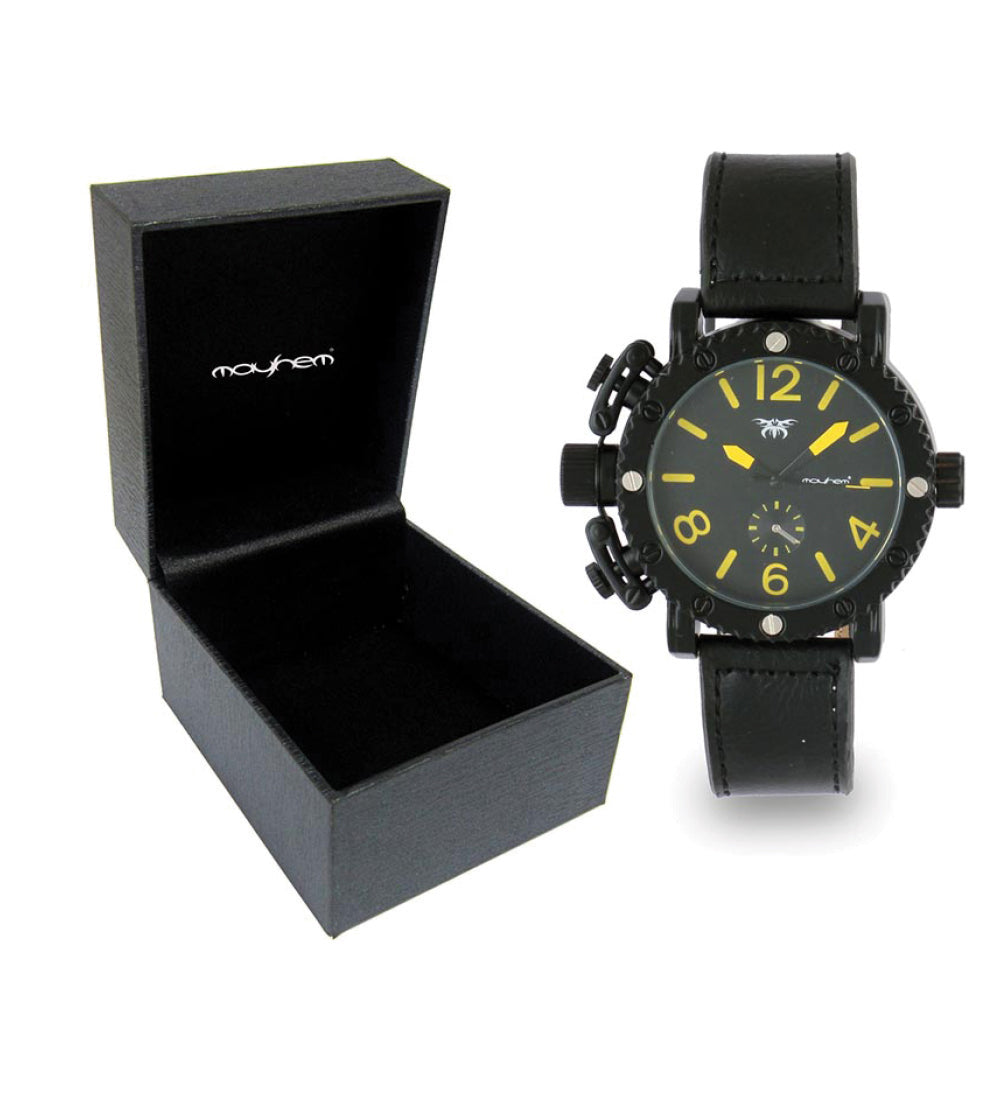Mayhem Analog Watch - For Men / Black Strap / Black Dial (MAY-W-059)
