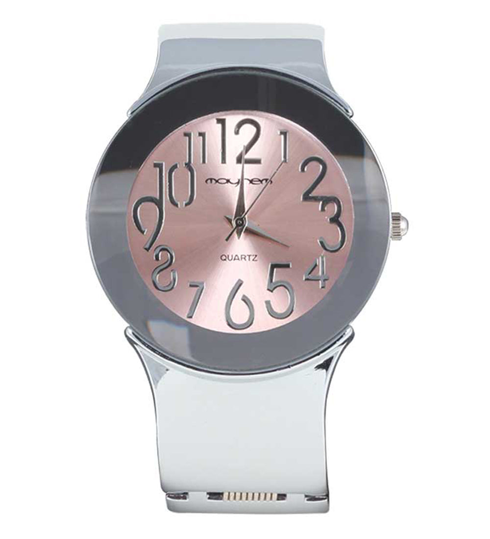 Mayhem Analog Watch - For Men / Silver Chain / Pink Dial (MAY-W-062P)