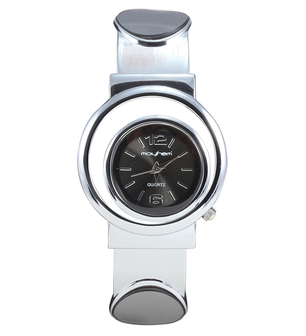 Mayhem Analog Watch - For Women / Silver Chain / Black Dial (MAY-W-064B)