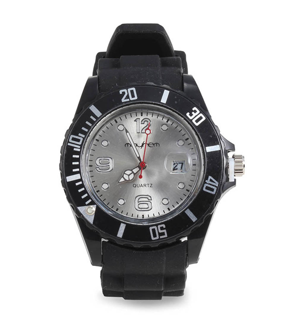 Mayhem Analog Watch - For Men / Black Strap / White Dial (MAY-W-067WHITE)