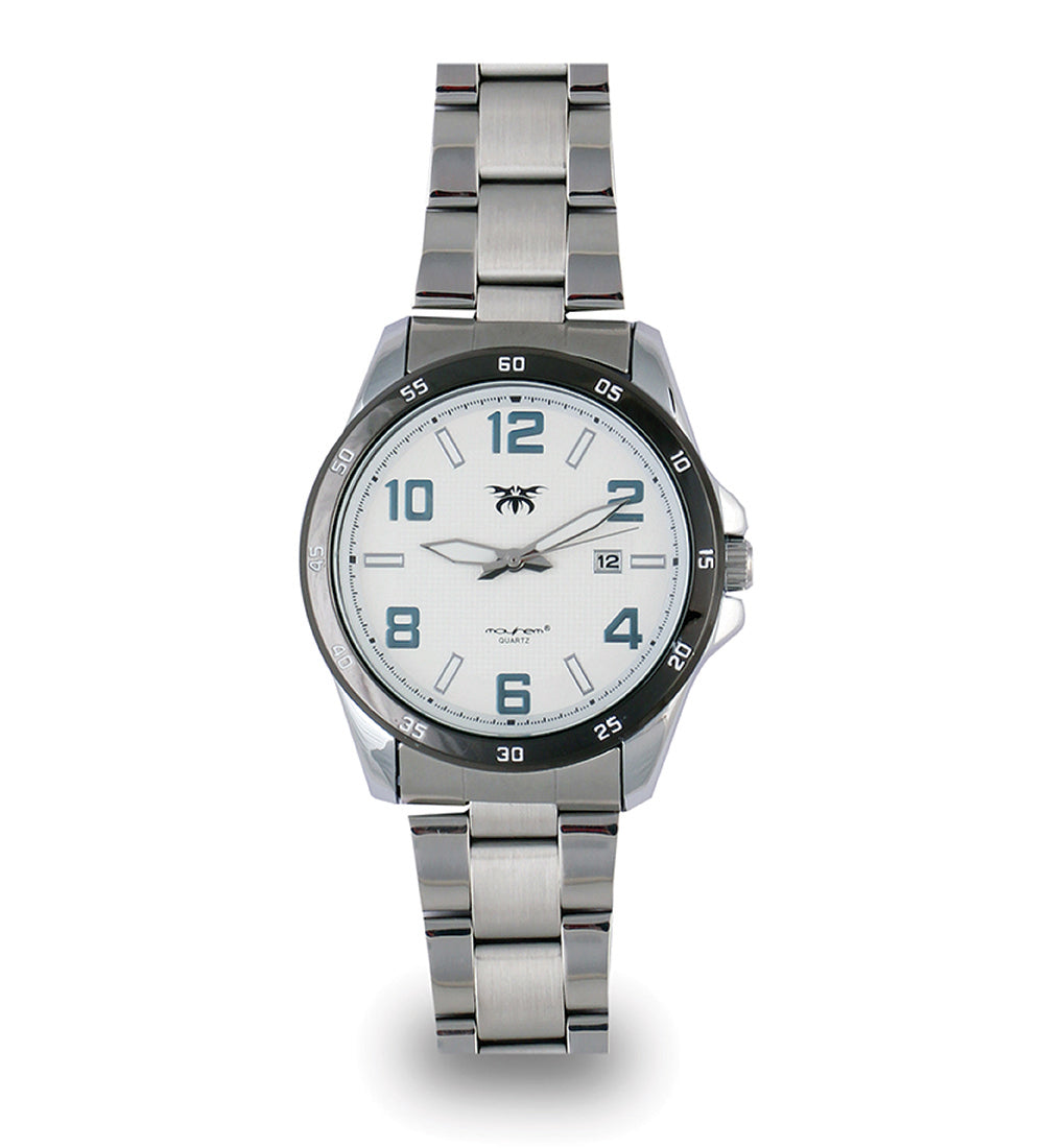 Mayhem Analog Watch  - For Men / Silver Chain / White Dial  (MAY-W-014 )