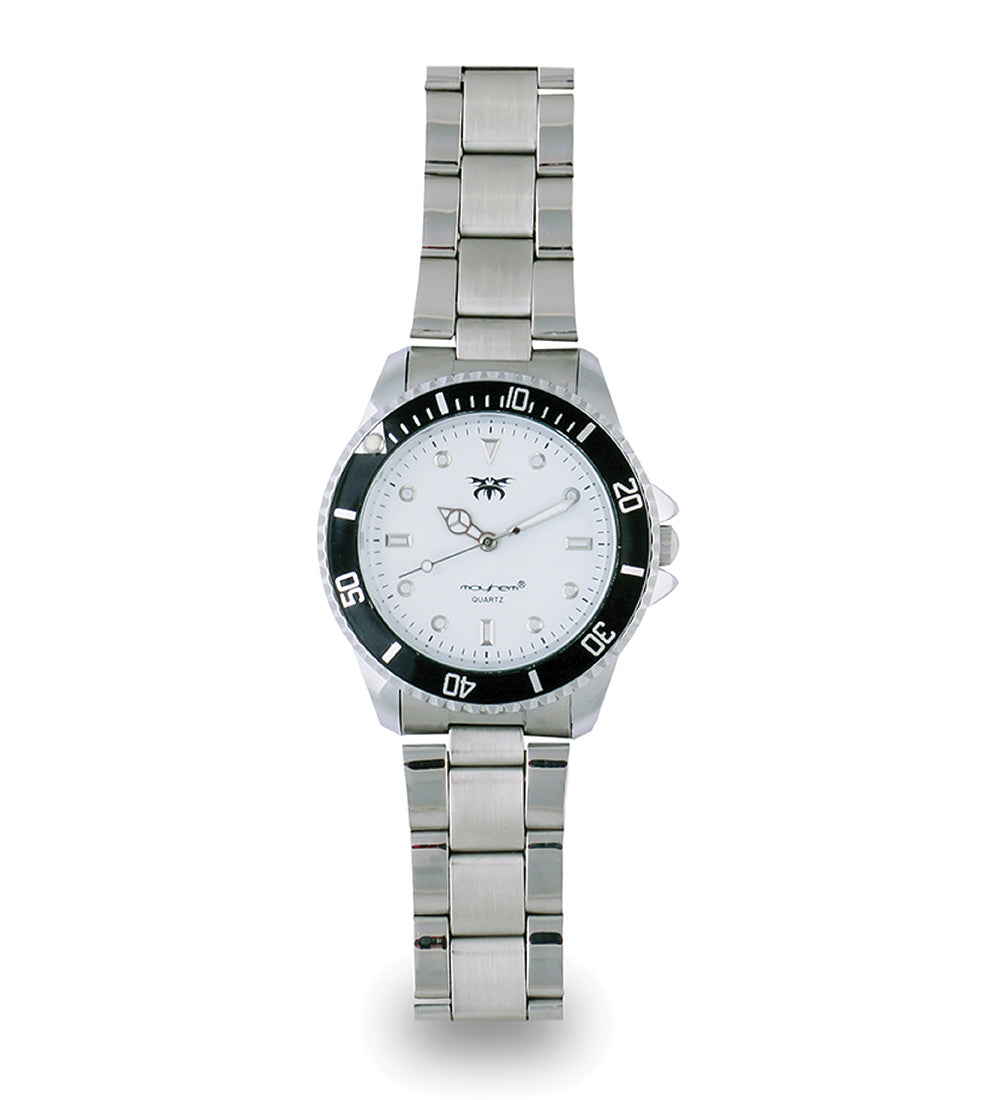 Mayhem Analog Watch  - For Men / Silver Chain / White Dial  (MAY-W-040 )