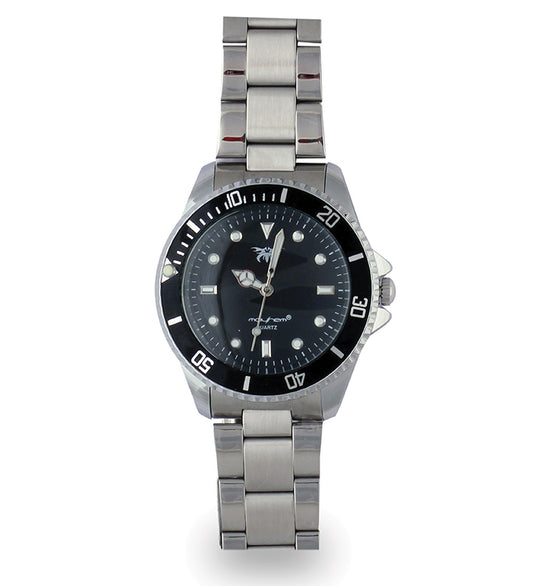 Mayhem Analog Watch  - For Men / Grey Chain / Black Dial  (MAY-W-041 )