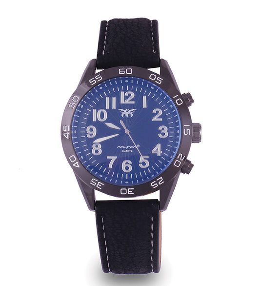 Mayhem Analog Watch  - For Men / Black Strap / Blue Dial (MAY-W-054)