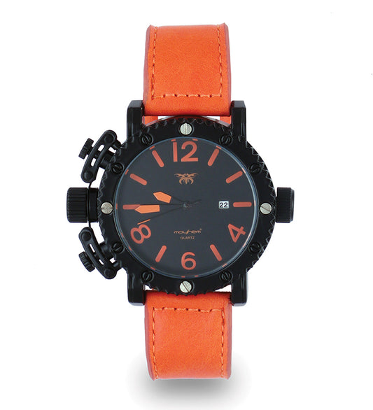 Mayhem Analog Watch  - For Men / Orange Strap / Black Dial  (MAY-W-055)